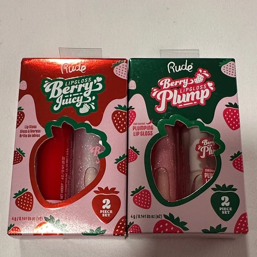 RUDE Berry Juicy and Berry Plump Lip Gloss Set
